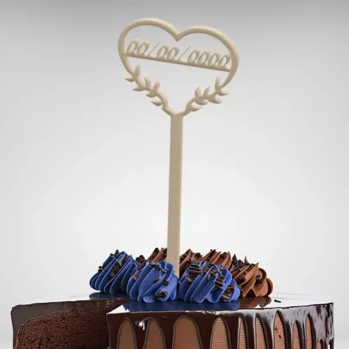 Cake topper cœur personnalisé date pour la décoration des gâteaux