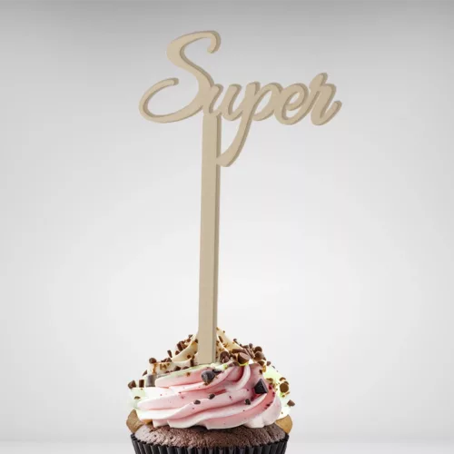 Délices en herbe vous propose à la vente ce Cake Topper Mot Super