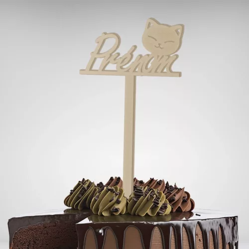 Personnalisez le sommet de votre gâteau avec ce Cake Topper Prénom avec Chat