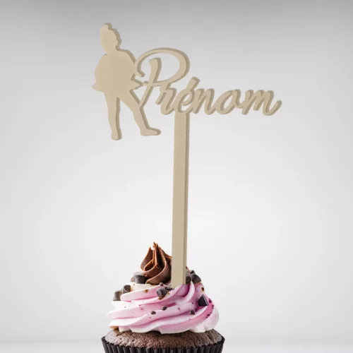 Personnalisez le sommet de votre gâteau avec ce Cake Topper Prénom Personnalisé avec Danseuse Classique