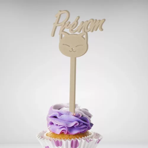 Personnalisez le sommet de votre gâteau avec ce Cake Topper Prénom Personnalisé avec Chat