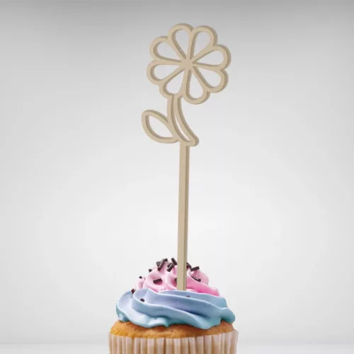 Cake topper Fleur avec Tige made in France, livraison gratuite - Embellissez vos gâteaux avec style !