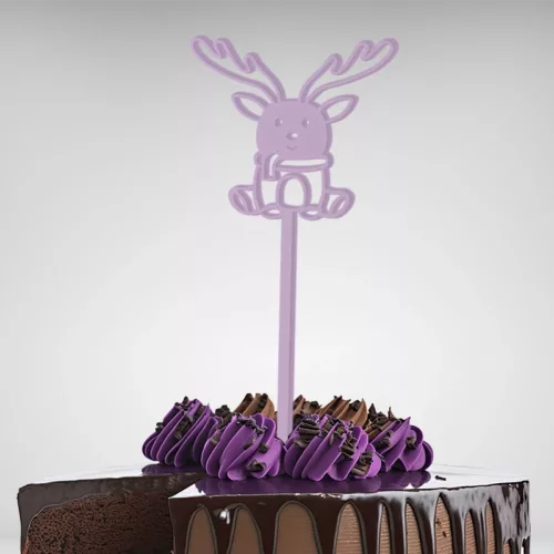 Cake Topper Cerf de Noël spécial Noël, parfait pour sublimer vos gâteaux de fête.