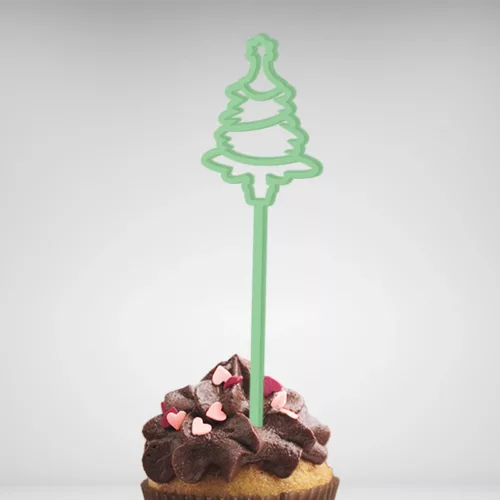 Cake Topper Sapin avec Guirlandes spécial Noël, parfait pour sublimer vos gâteaux de fête.