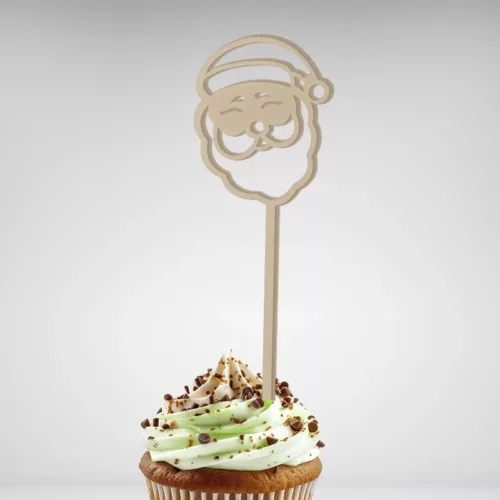 Cake Topper Tête de Père Noël spécial Noël, parfait pour sublimer vos gâteaux de fête.