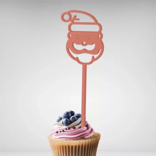 Cake Topper Tête de Père Noël spécial Noël, parfait pour sublimer vos gâteaux de fête.